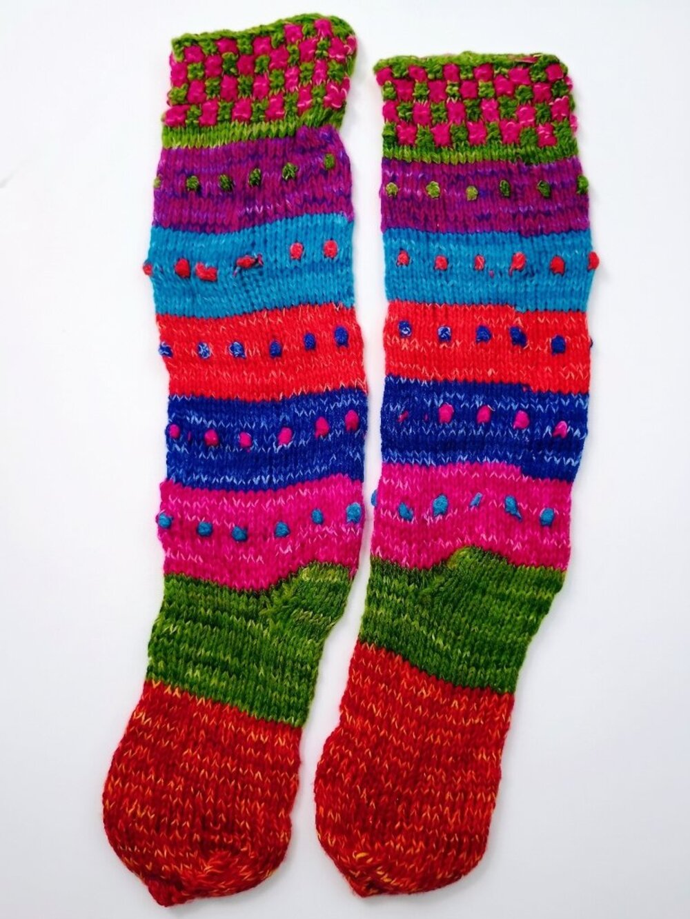 Hand-knitted wool socks for warm winter in Cusco